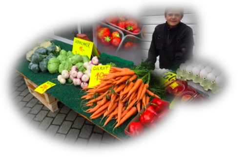 Illustrasjonsbilde av gutt som selger grønnsaker.